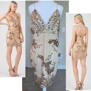 NWT Blossom & Thorn Sequin Embellished Adjustable Straps Zipper Dress Sz US 6